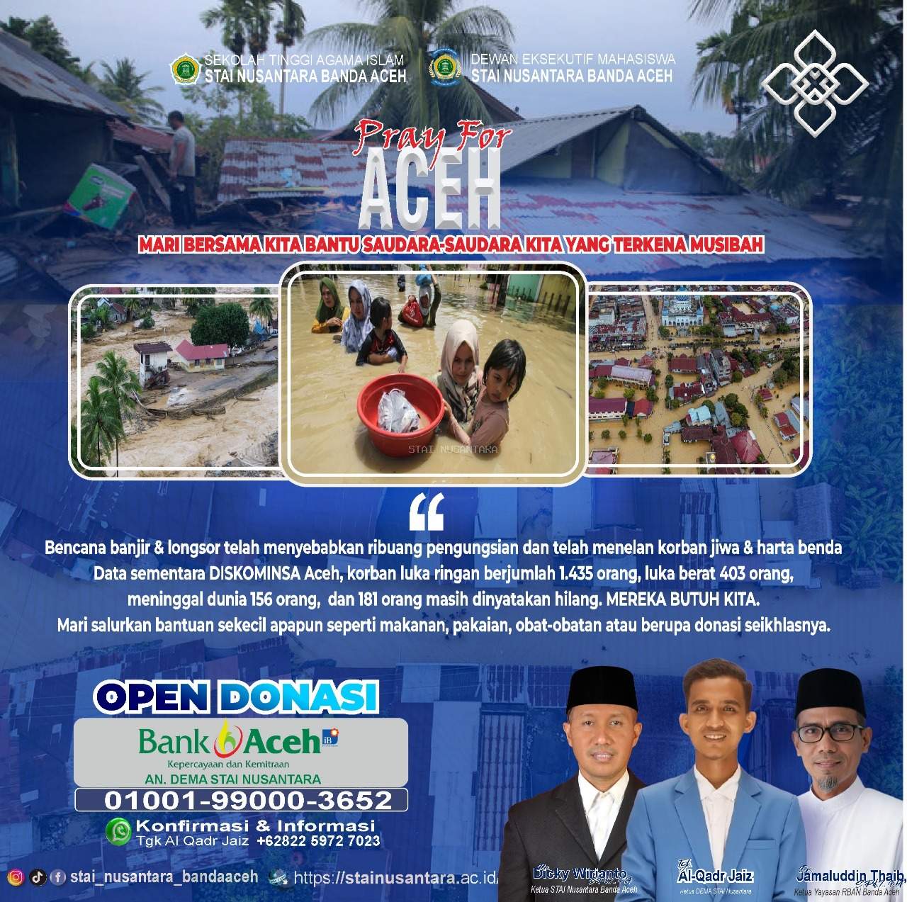 Dewan Eksekutif Mahasiswa Aceh STAI Nusantara Ajak Masyarakat Berdonasi