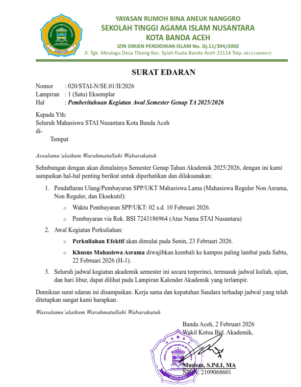 PENGUMUMAN LIBUR DAN AKTIF KULIAH DI BULAN RAMADHAN